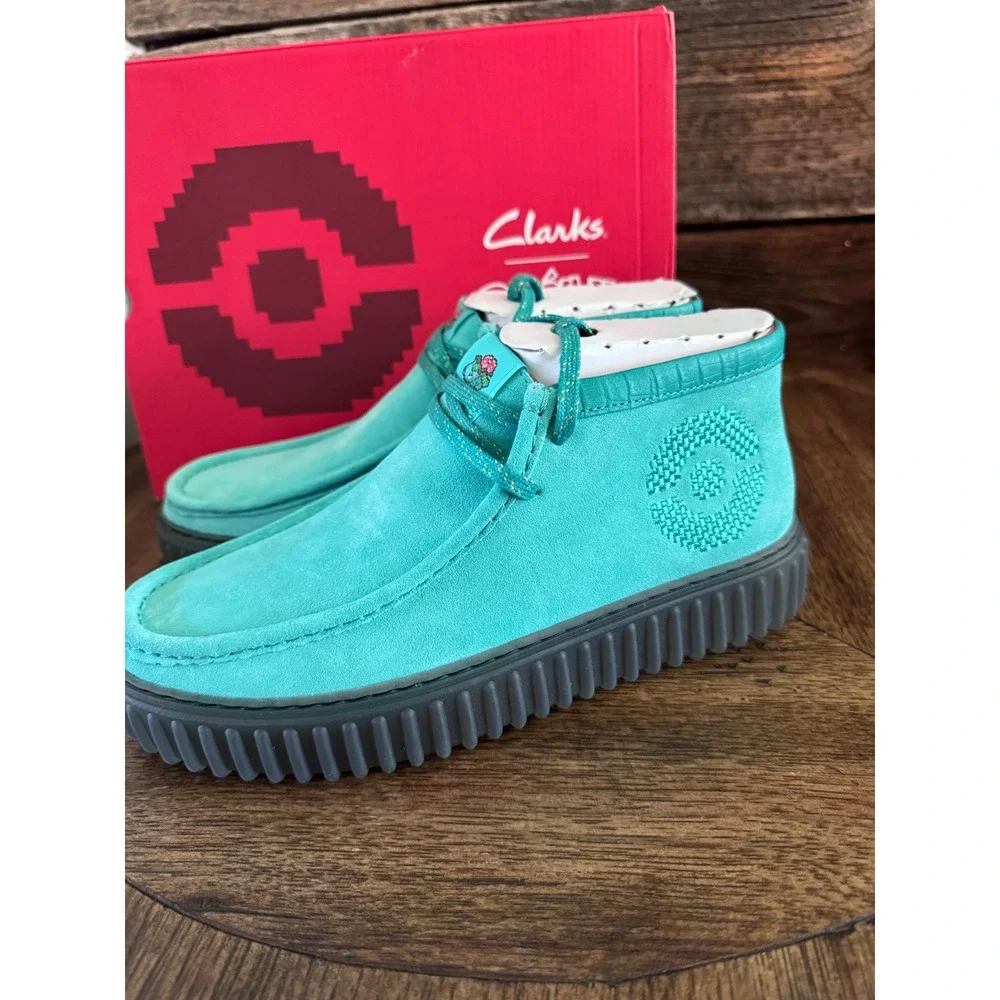 Clarks Torhill Explore Pokemon Ivysaur Turquoise Suede Shoes 26182500 Mens 8.5